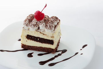 tiramisu dessert with cherries