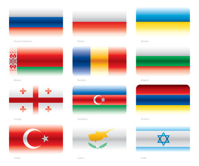 Modern flags set - East Europe and Euro-Asia