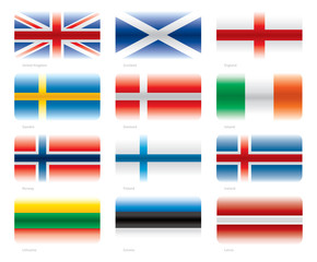 Modern flags set - North Europe