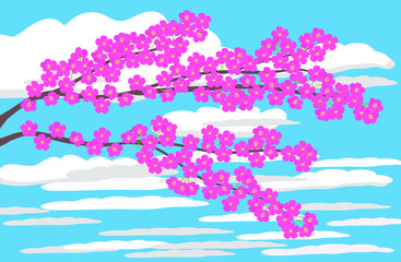 Spring cherry tree blossom vector