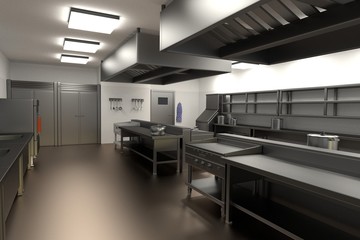 realistic 3d render of kitchen