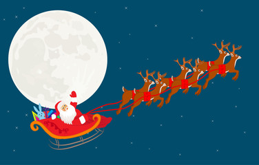 Deers Santa Christmas illustration vector