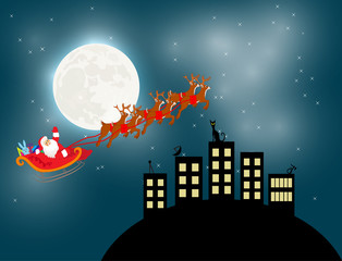 Deers Santa Christmas illustration vector