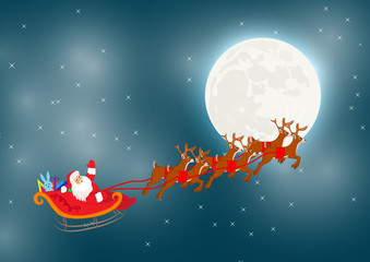 Naklejka premium Deers Santa Christmas illustration vector