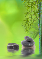 Naklejka premium décor relaxant zen asiatique : bambou et galets