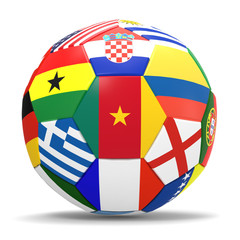 3D render of soccer football with drop shadow 