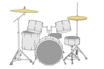 cartoon image of musical instruments - drum set