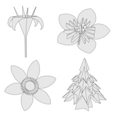cartoon image of origami plants