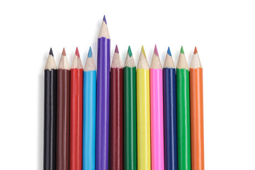 line of colored pencils