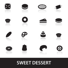 sweet desserts black icons eps10