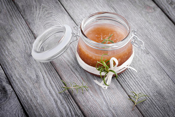 Natural diy ginger sugar and salt body scrub