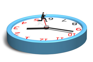 Running and jumping over second hand on clock