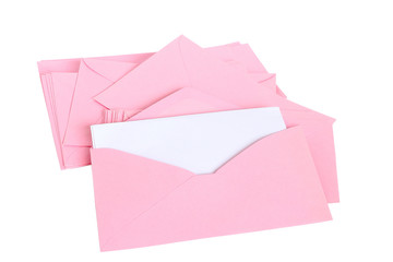 Pink envelope. on white background