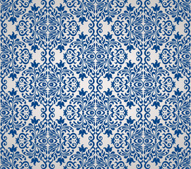 Seamless background of blue color in the style of baroque