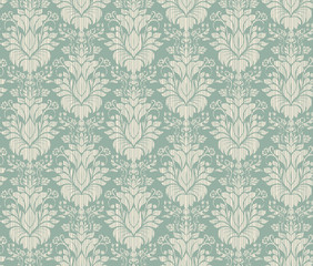 Seamless background of green color in the style of baroque