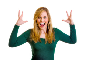 schreiende blonde Frau