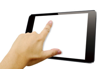 タブレットと男性の手