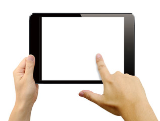 タブレットと男性の手