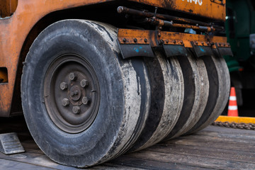 Wheel of road roller.