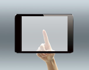 タブレットと女性の手