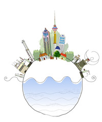 Obraz premium Industrial planet, polluted concept, City collection 