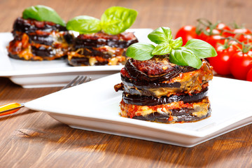 Parmigiana di melanzane: baked eggplant - italy, sicily cousine-