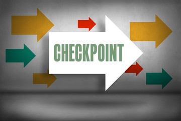 Checkpoint against arrows pointing - obrazy, fototapety, plakaty