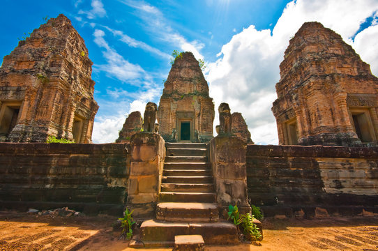 Ancient buddhist khmer temple in Angkor Wat, Cambodia. East Mebo
