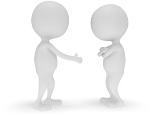 3d two white people do not shake hands.