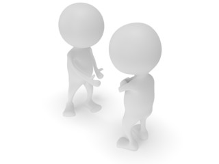 3d two white people do not shake hands.