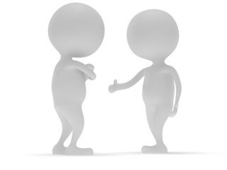 3d two white people do not shake hands.