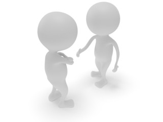 3d two white people do not shake hands.