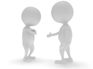 3d two white people do not shake hands.