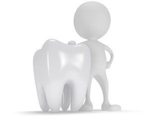 3d white man standing next to tooth