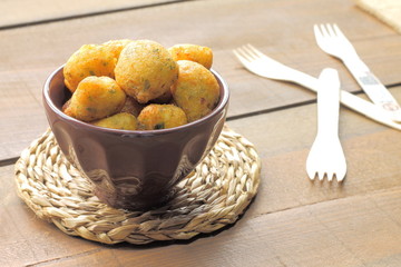 Cod fritters. Buñuelos de bacalao. Acras de morue