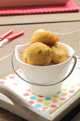 Cod fritters. Buñuelos de bacalao. Acras de morue