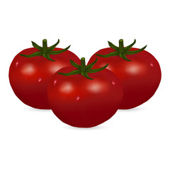 three tomato isolated on white background