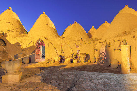 beehive house at Harran in the night, Sanliurfa, Turkey
