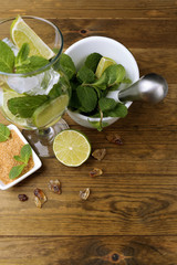 Ingredients for lemonade, on wooden table