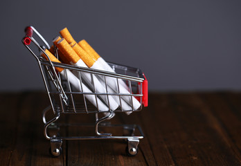 Cigarettes in shopping cart