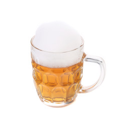 Tall big mug of beer with foam.