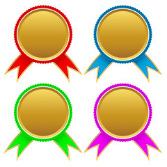 Set of different golden medals
