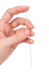 Hand holding needle for acupuncture