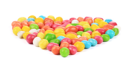 heart of colorful candies dragee