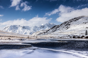 Winter Snow around the lakes of  Snowdonia N