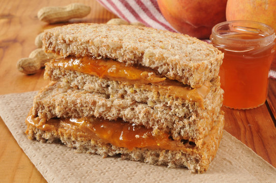 Peanut butter and jam sandwich