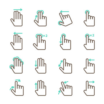 Hand Touch Gestures Icons Set