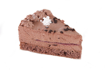 Part of round chocolate cake