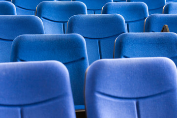 Blue Chairs Close Up In Conference Room