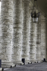 Vatican columns and outdoor chandelier
